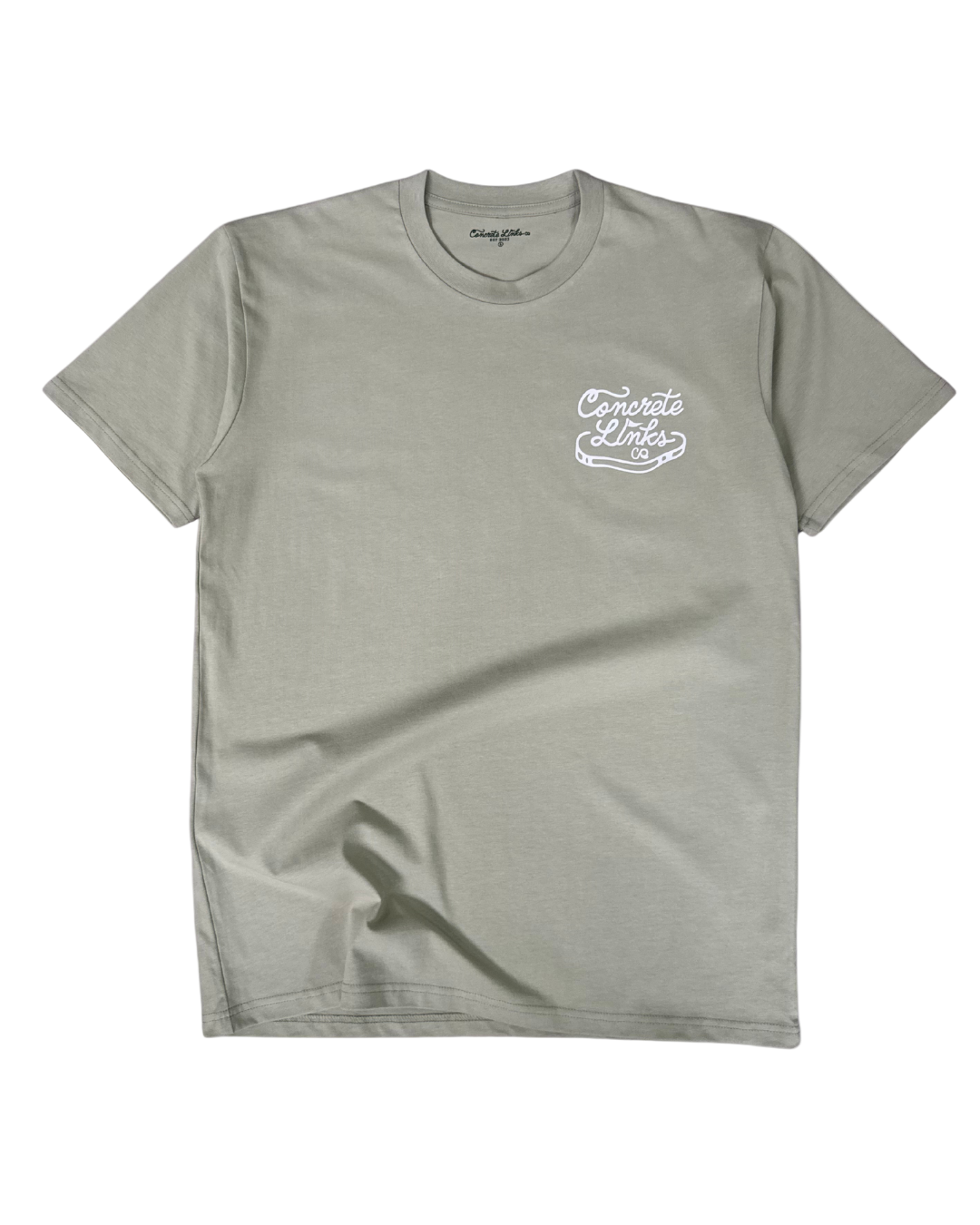 Gray t-shirt with a logo on a white background