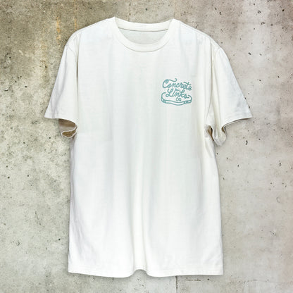 The Concrete Links Co "Classic Logo" Tee in Ecru & Seafoam.