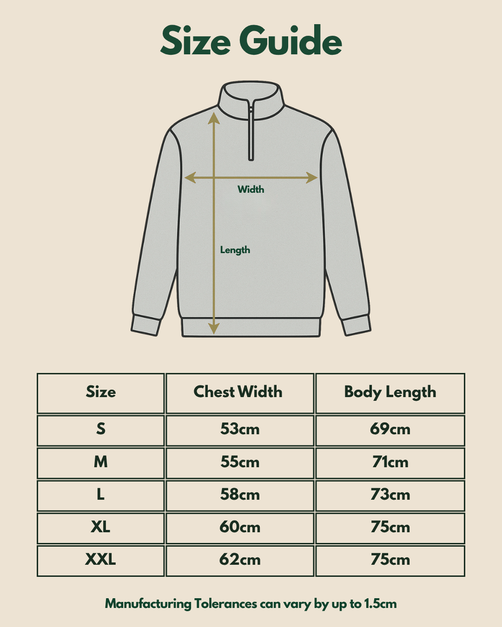 "For The Grind" 1/4 Zip Ecru and Pistachio