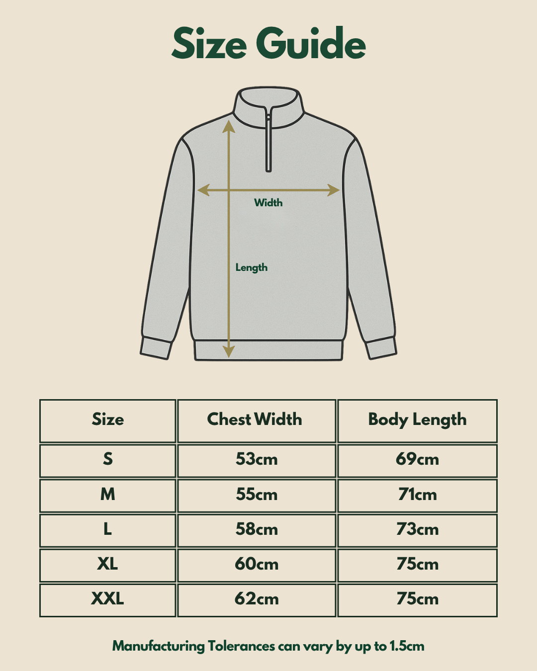 "For The Grind" 1/4 Zip Ecru and Pistachio