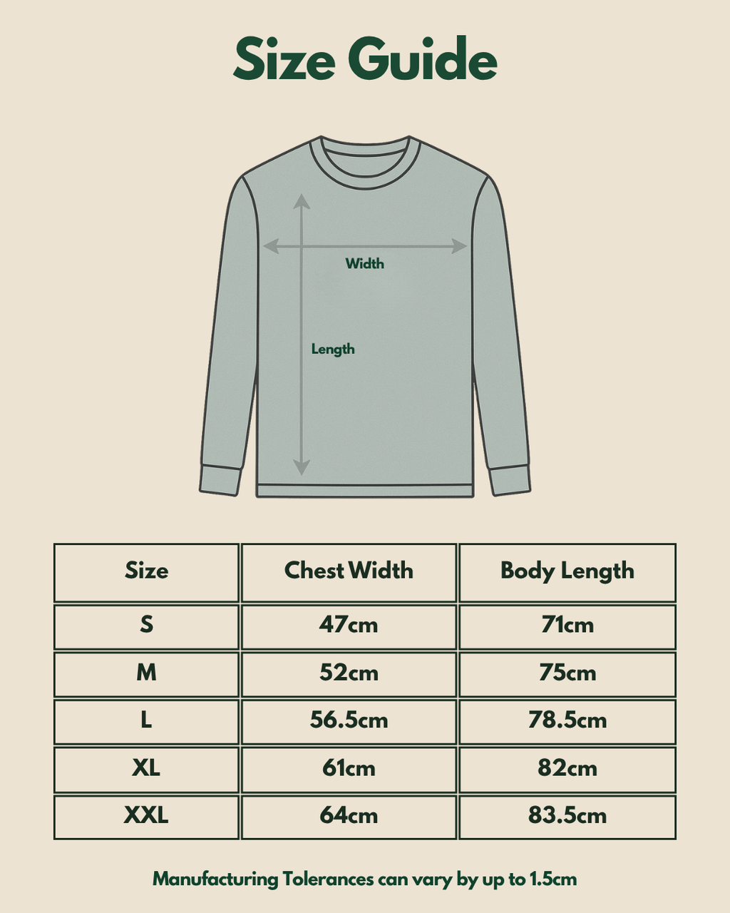 "For The Grind" Pine and Ecru Long Sleeve Tee