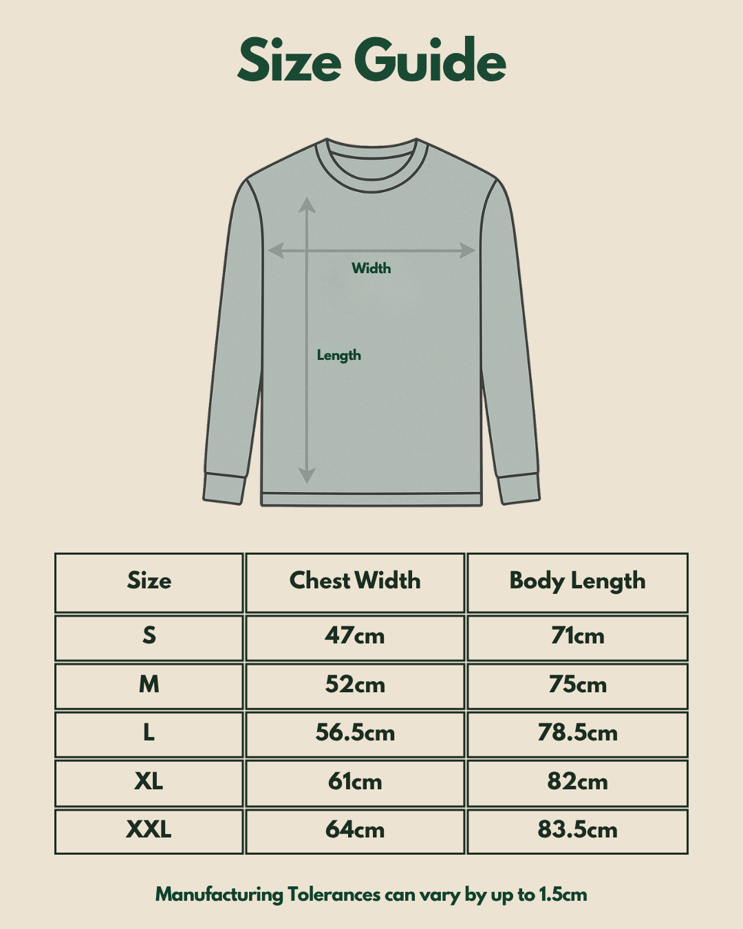 "For The Grind" Pine and Ecru Long Sleeve Tee