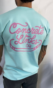 The Concrete Links Co "Classic Logo" Tee - Sky Blue & Pink
