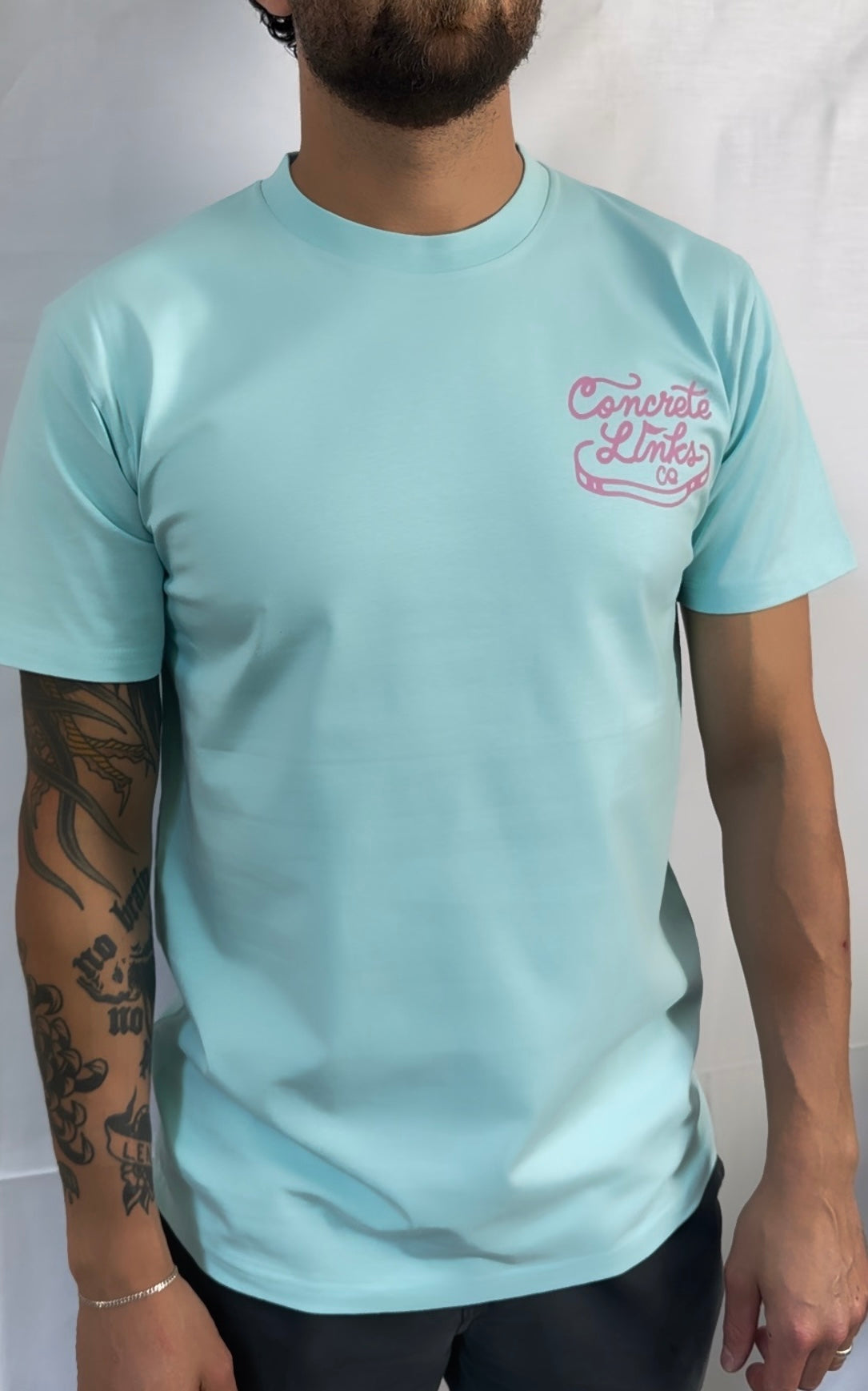 The Concrete Links Co "Classic Logo" Tee in Sky & Pink