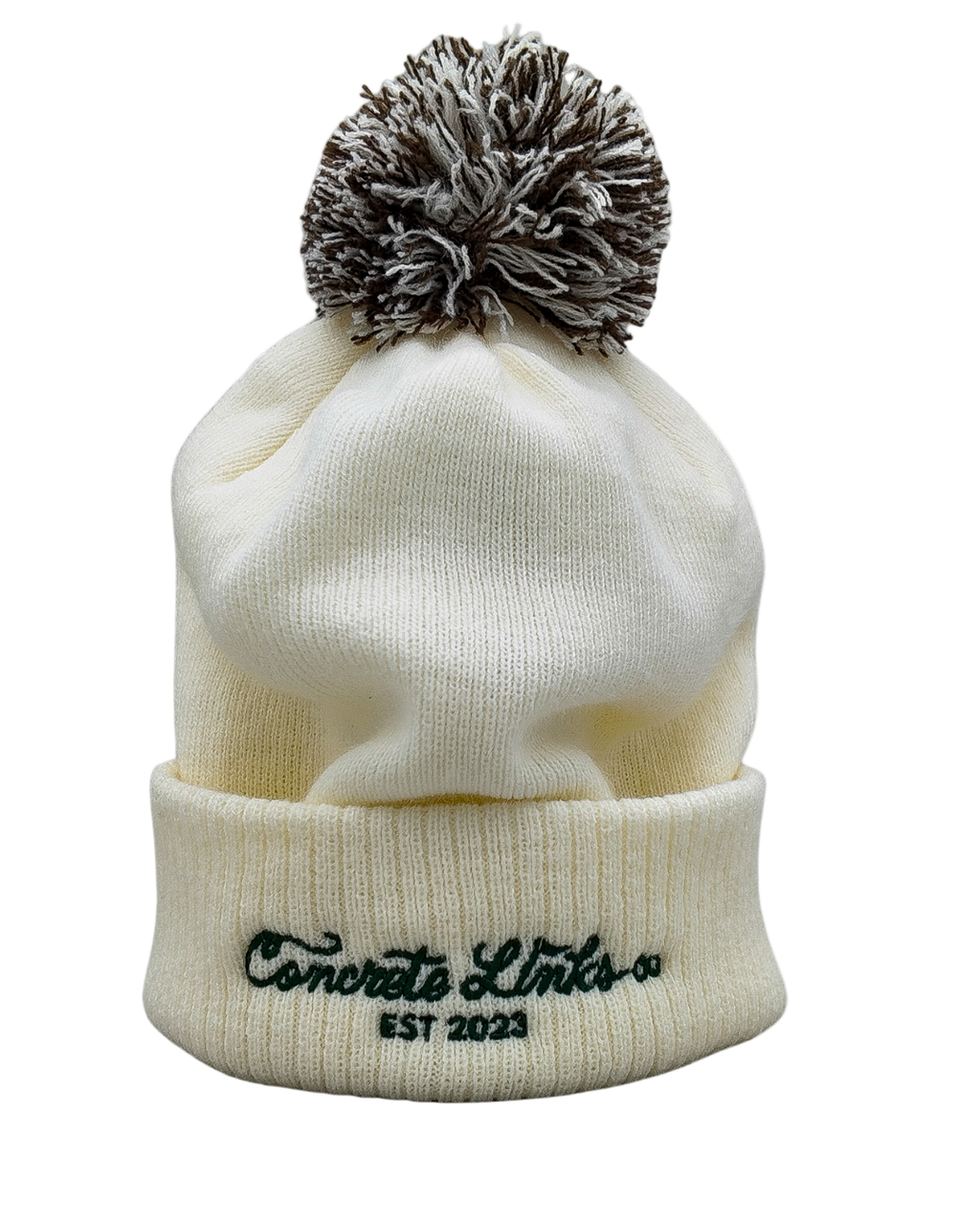 "For The Grind" Two-Tone Bobble Hat – Ecru, Mocha & Pine