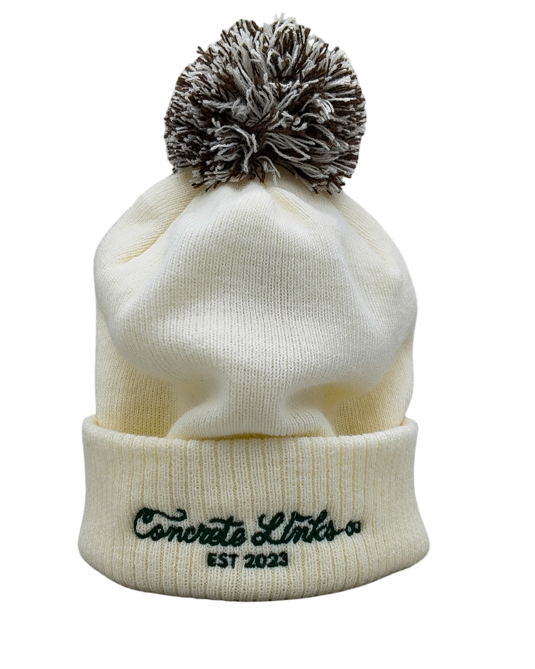 "For The Grind" Two-Tone Bobble Hat – Ecru, Mocha & Pine