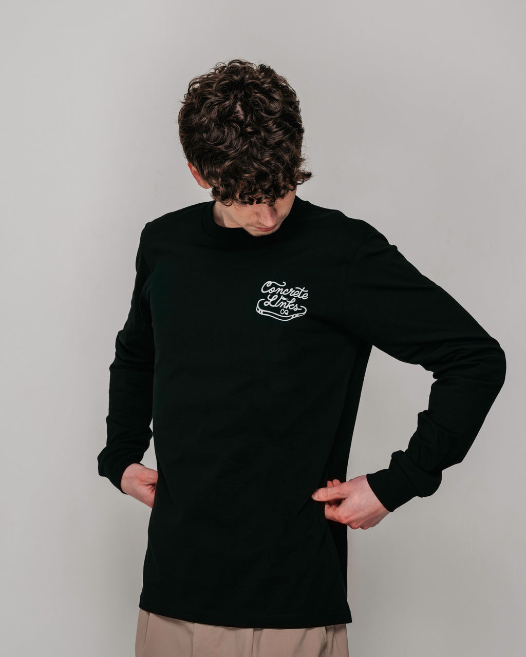 "For The Grind" Pine and Ecru Long Sleeve Tee