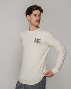 "For The Grind" Ecru and Charcoal Long Sleeve Tee