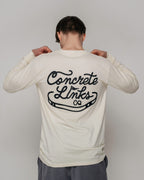 "For The Grind" Ecru and Charcoal Long Sleeve Tee