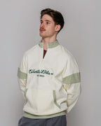 "For The Grind" 1/4 Zip Ecru and Pistachio