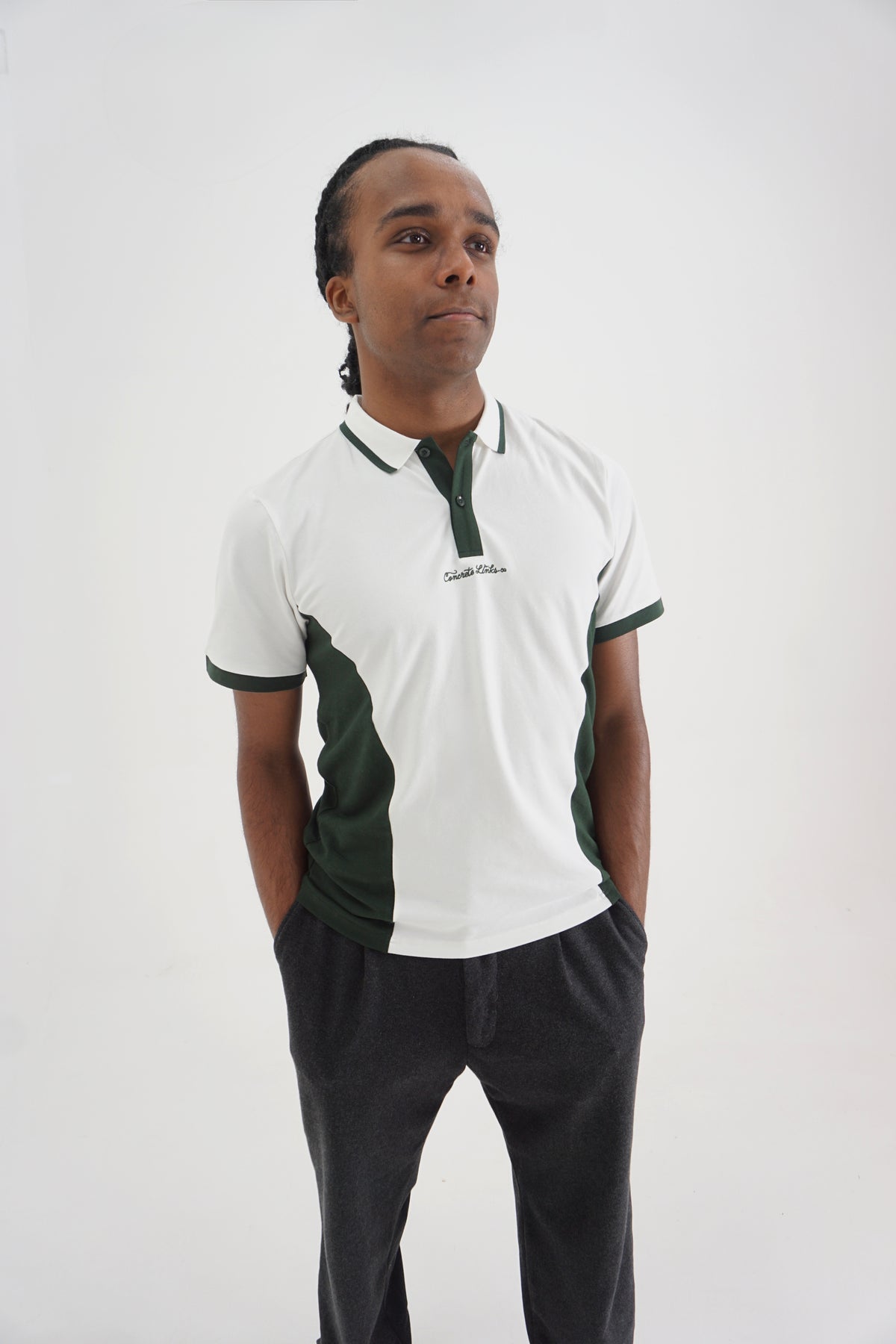 Pique Polo - Pine Green & White