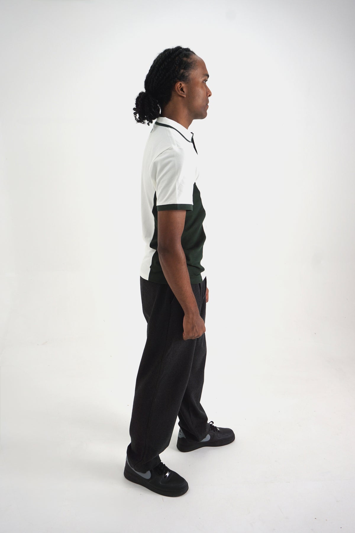 Pique Polo - Pine Green & White