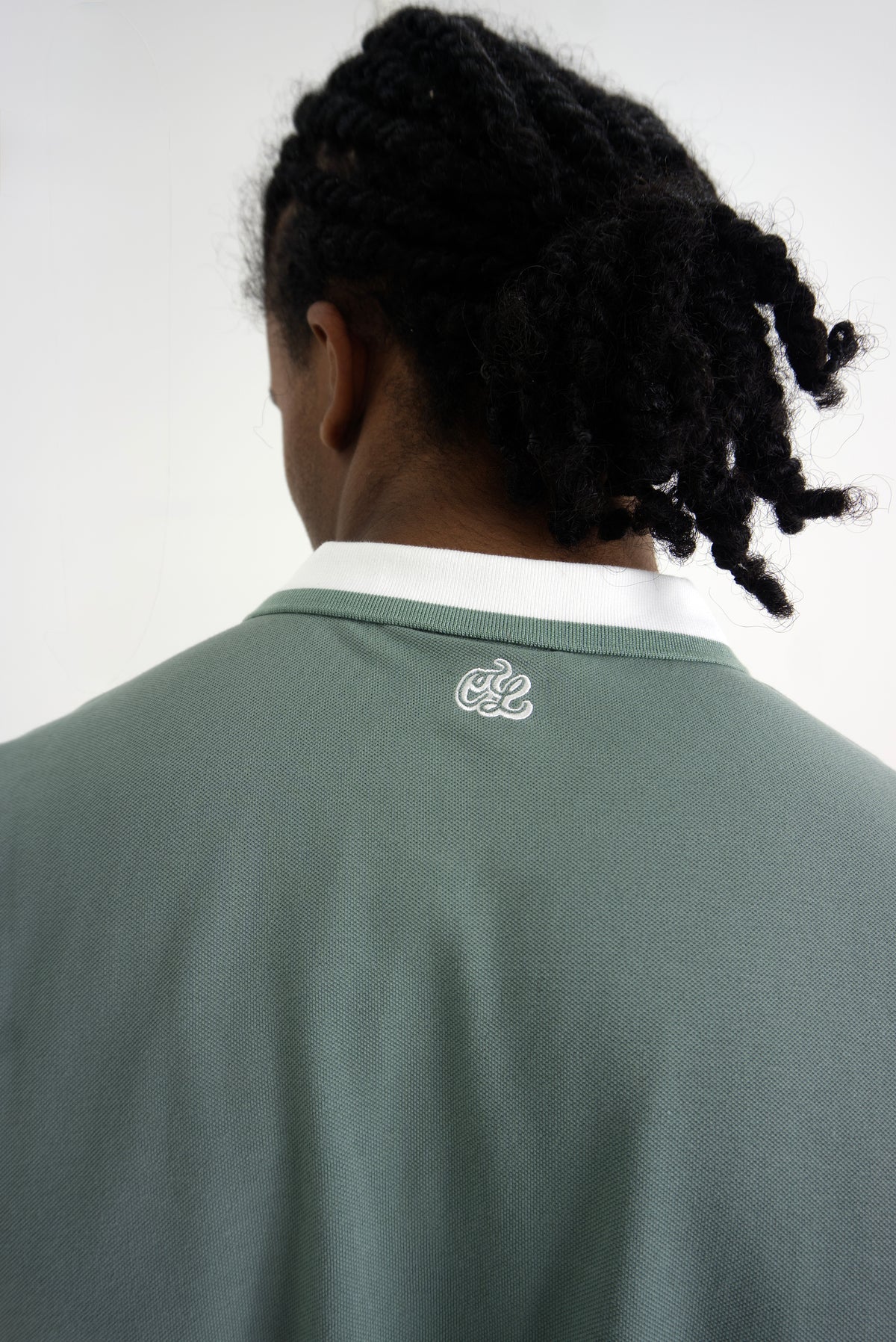 Pique Polo - Sage & White