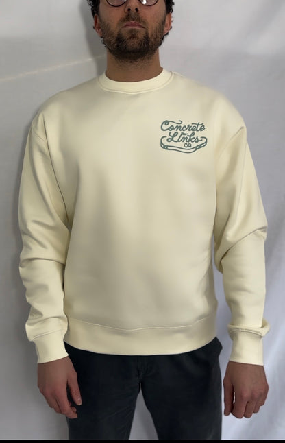 The Concrete Links Co "Classic Logo" Sweatshirt in Ecru & Seafoam