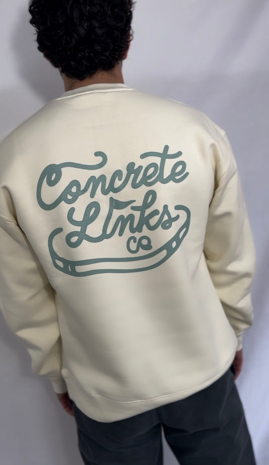 The Concrete Links Co "Classic Logo" Sweatshirt in Ecru & Seafoam