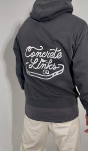 The Concrete Links 'Range' Oversized Hoodie - Faded black & Pearl.