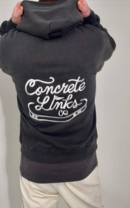 The Concrete Links 'Range' Oversized Hoodie - Faded black & Pearl.