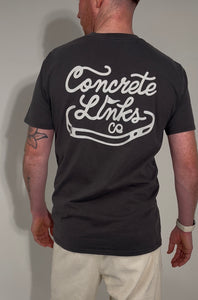The Concrete Links Co 'Classic Logo' Tee - Faded Black & Cream.