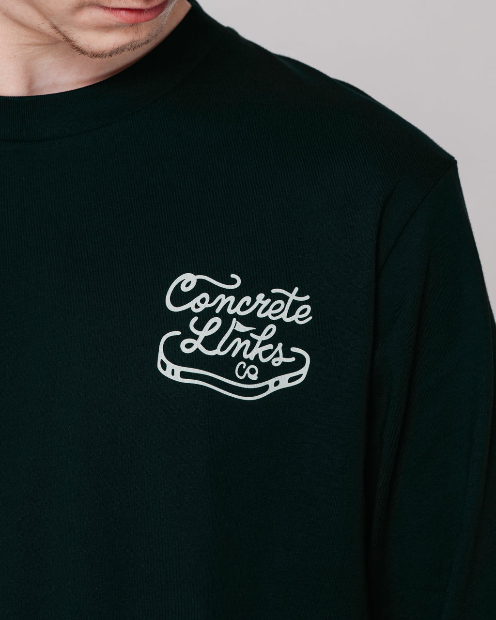 "For The Grind" Pine and Ecru Long Sleeve Tee