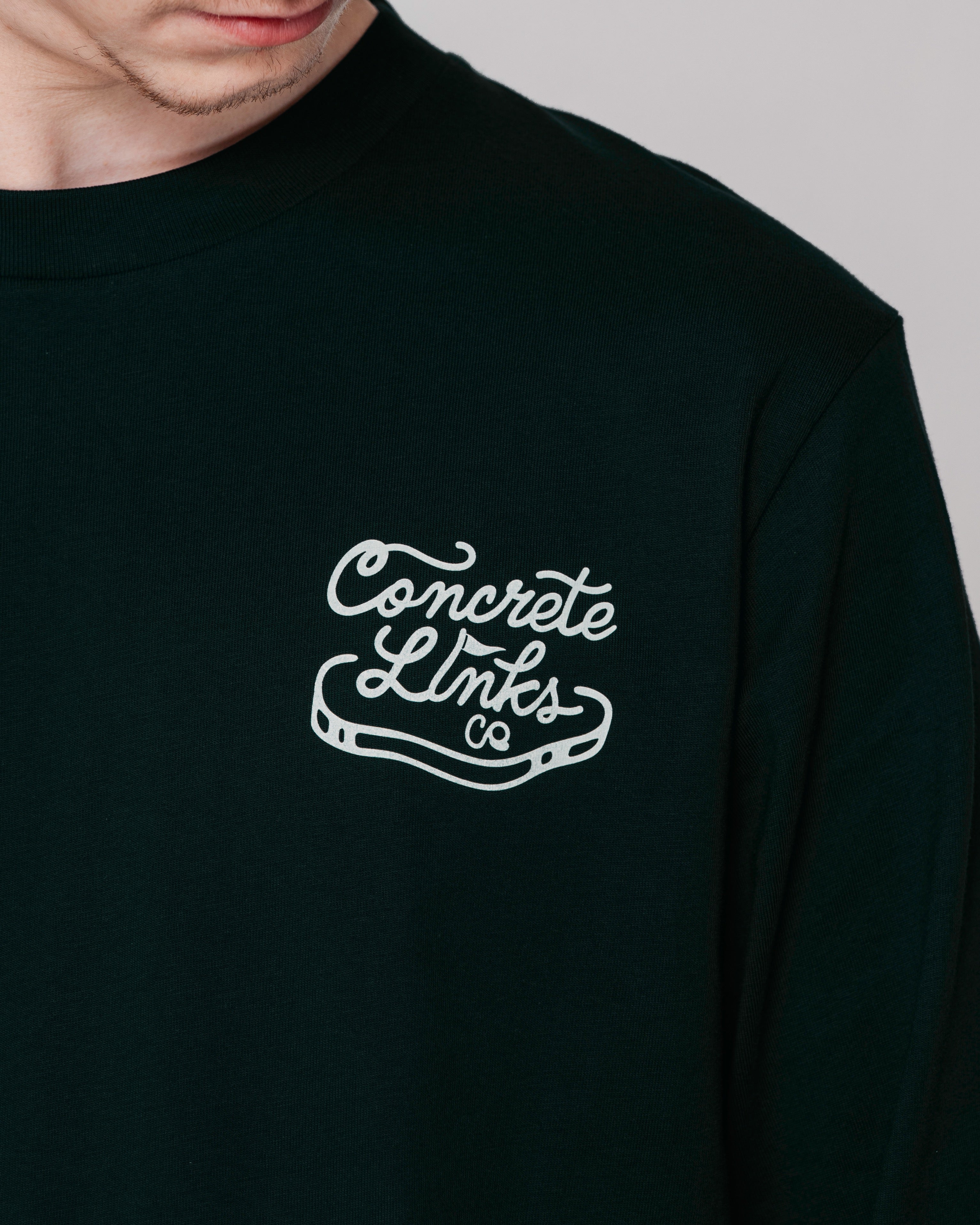 "For The Grind" Pine and Ecru Long Sleeve Tee