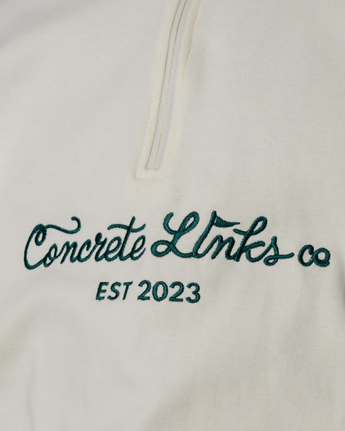 "For The Grind" 1/4 Zip Ecru and Pistachio