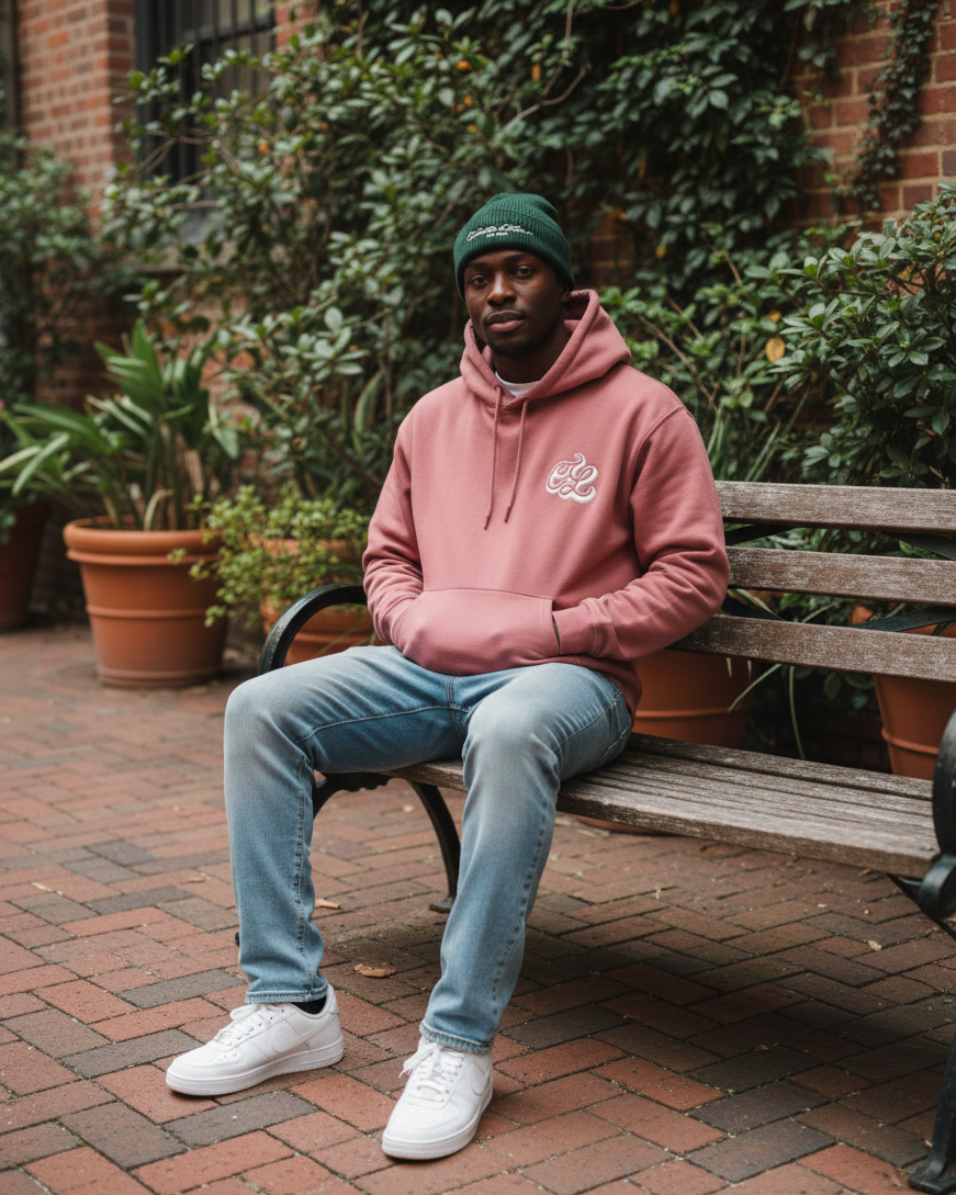 "For The Grind" Cable Knit Beanie in Pine & Champagne