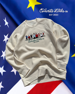 Beige sweatshirt with graphic design on a blue background with stars Ryder Cup

Rory Mcilroy

reed

pavin

Olazabal

Nicklaus

Leonard

Jacklin

Ian Poulter

Golf